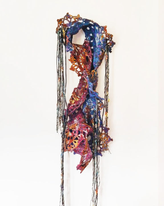 "Oiseau du Paradis" başlıklı Tekstil Sanatı Carmen Rios-Seidel tarafından, Orijinal sanat, İplik