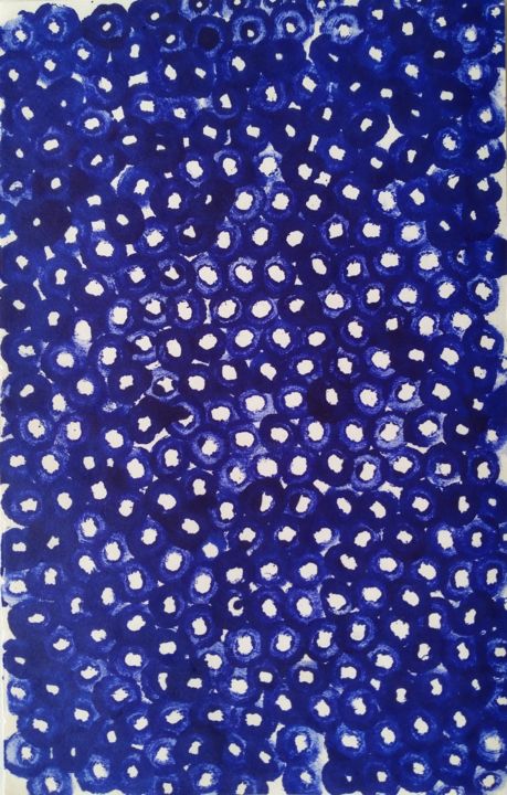 Dessin intitulée "Heure bleue" par Mauréna Lambert, Œuvre d'art originale, Stylo à bille