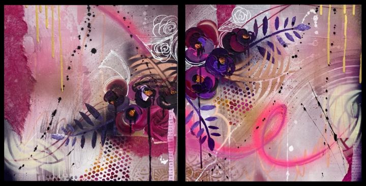 Peinture intitulée "Violette Bloom" par Marie-Laure D'Orso, Œuvre d'art originale, Acrylique