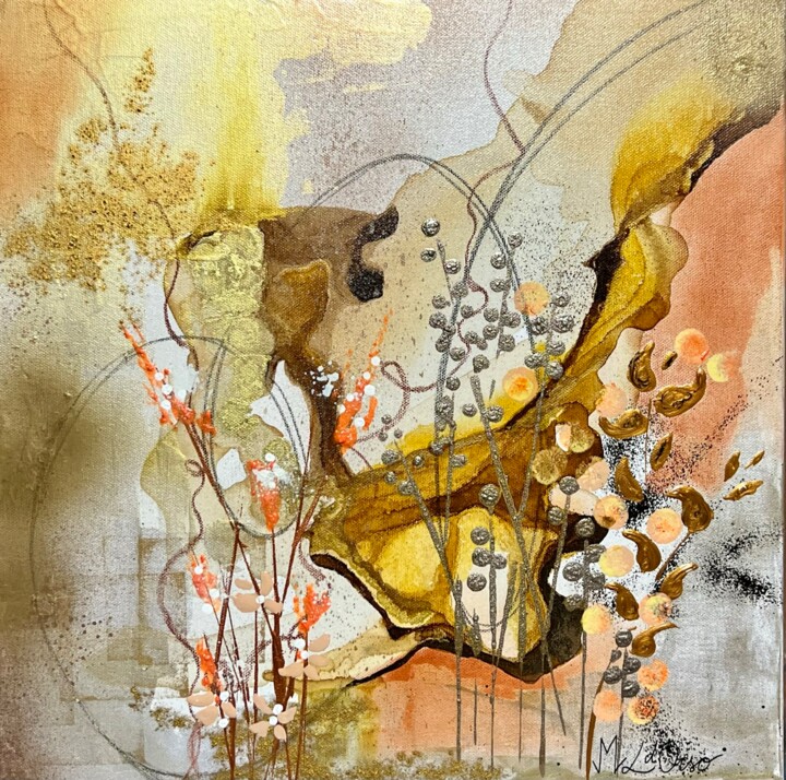 Картина под названием "Golden Dawn" - Marie-Laure D'Orso, Подлинное произведение искусства, Акрил Установлен на Деревянная р…