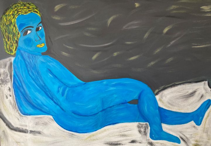 Painting titled "blue girl" by Jean-François Salbert, Original Artwork, Acrylic