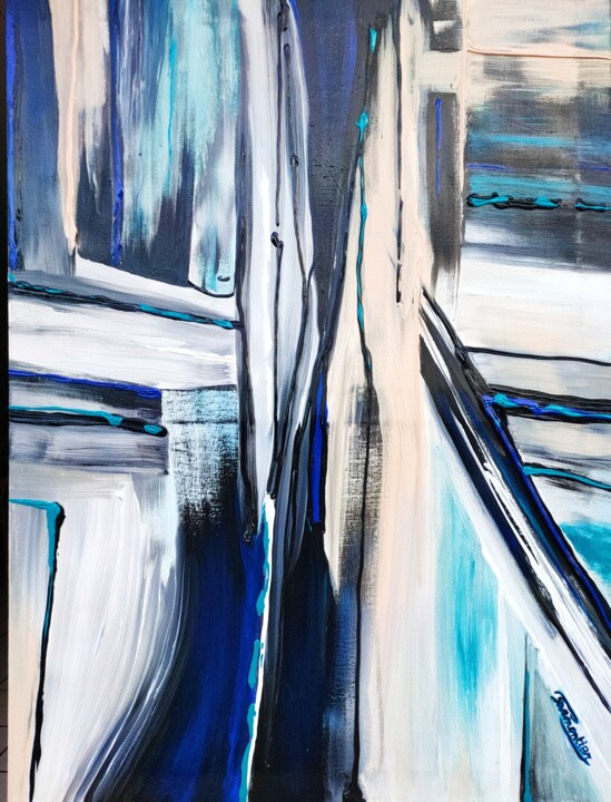 Peinture intitulée "BLUE" par Brigitte Parmentier, Œuvre d'art originale, Acrylique Monté sur Châssis en bois