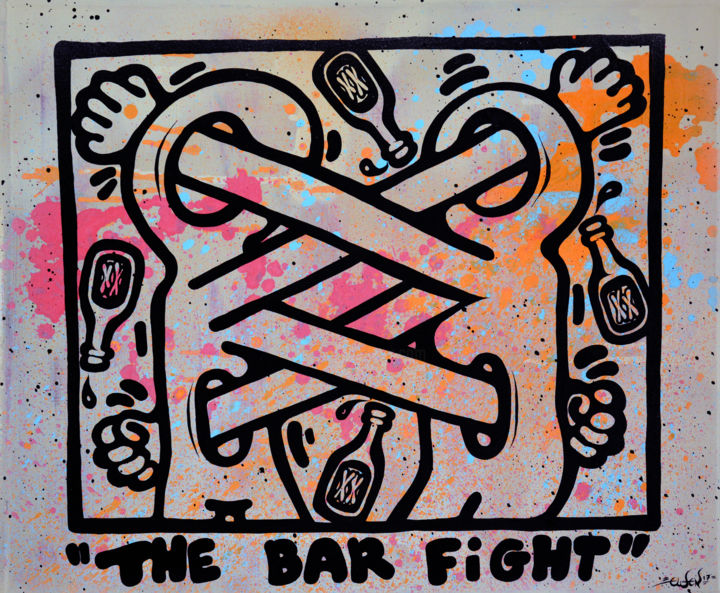 Pintura titulada "The Bar Fight" por Ewen Gur, Obra de arte original, Acrílico