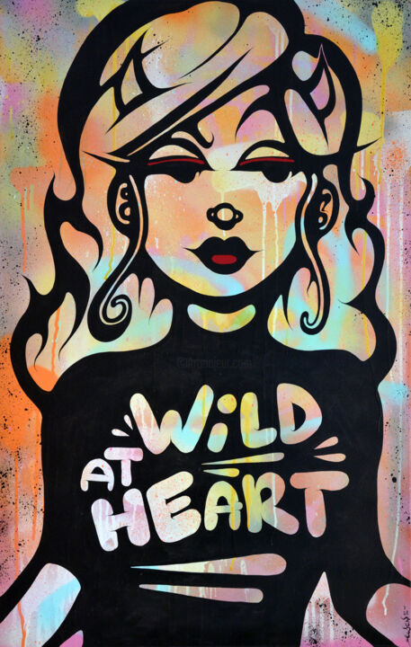Ζωγραφική με τίτλο "Wild at Heart" από Ewen Gur, Αυθεντικά έργα τέχνης, Ακρυλικό