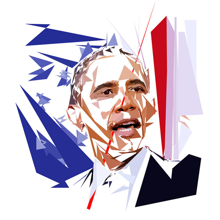 Arts numériques intitulée "barack-obama" par Pierre Tomy Le Boucher, Œuvre d'art originale, Peinture numérique