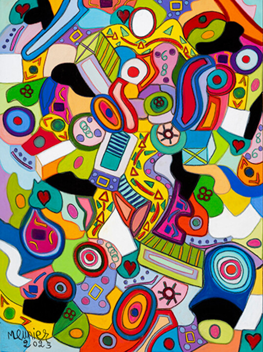 Картина под названием "La vie en vrac" - Annie Meunier Pastels, Подлинное произведение искусства, Пастель Установлен на Дере…