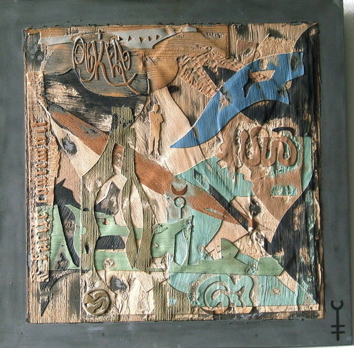Collagen mit dem Titel ""Palimpseste au ser…" von Yann Hervis, Original-Kunstwerk, Collagen