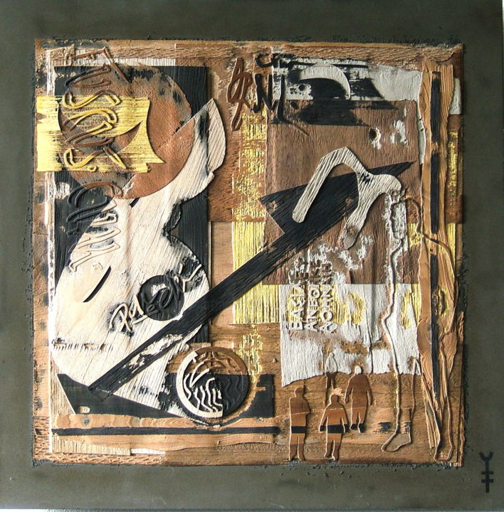 Collagen mit dem Titel "" Palimpseste en ja…" von Yann Hervis, Original-Kunstwerk, Collagen