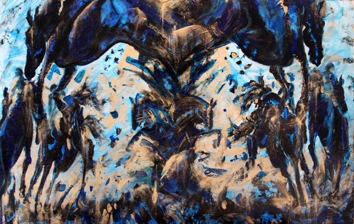 Pintura titulada "L'heure bleue" por Adélaïde Andreu Leferme, Obra de arte original, Acrílico Montado en Bastidor de camilla…