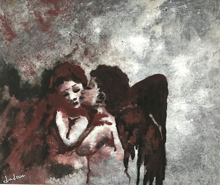 Schilderij getiteld "Le baiser de l’ange" door Adélaïde Andreu Leferme, Origineel Kunstwerk, Acryl Gemonteerd op Frame voor…