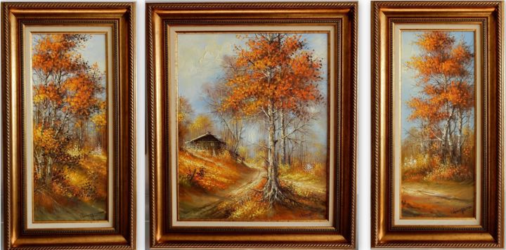 Painting titled "Beautiful landscape…" by Ion Voineagu, Original Artwork, Acrylic