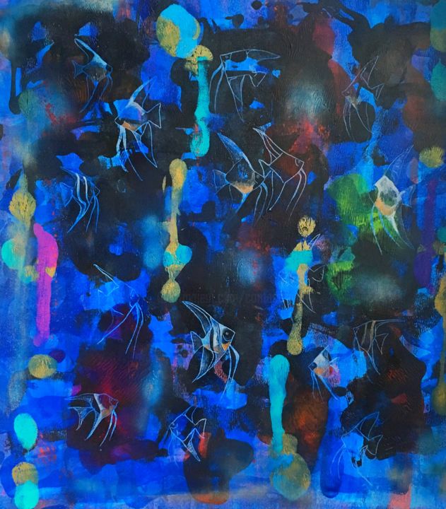Painting titled "Abysses X011" by Arthus Rey, Original Artwork, Acrylic