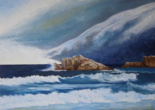 Painting titled "Tormenta en la costa" by Enric Torrens Pérez, Original Artwork