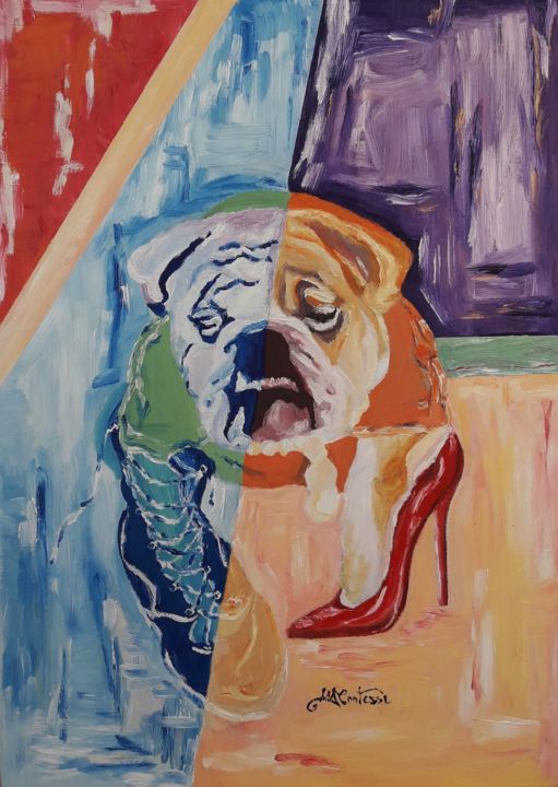 Painting titled "Stiletto or boots?" by Con'Tesse, Original Artwork, Oil