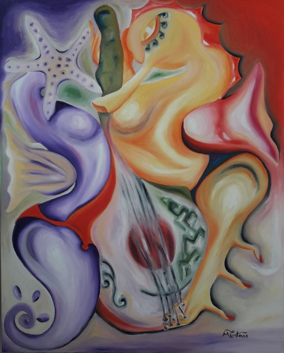 Malerei mit dem Titel "HippoKampos.jpg" von Con'Tesse, Original-Kunstwerk, Öl