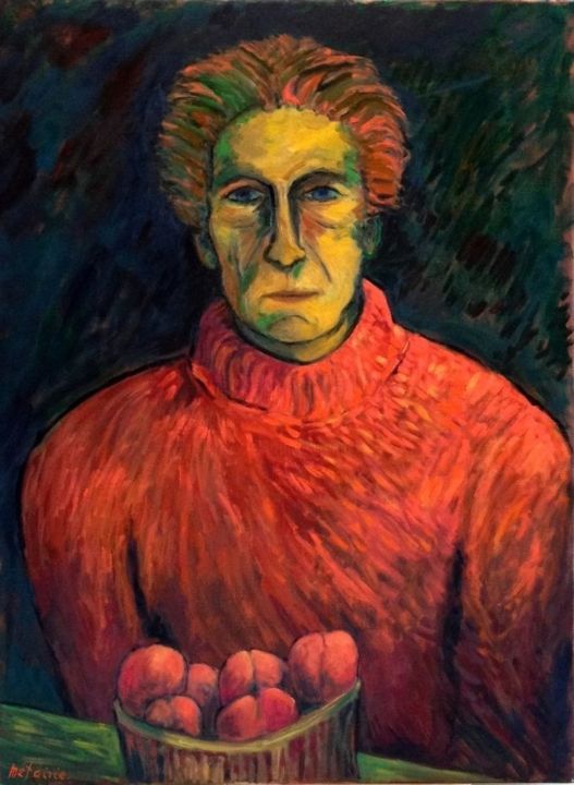 Peinture intitulée "Autoportrait au pul…" par Jacques Metairie, Œuvre d'art originale,