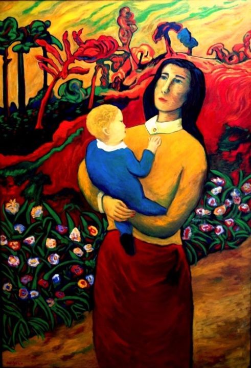 Peinture intitulée "Mater dolorosa" par Jacques Metairie, Œuvre d'art originale,