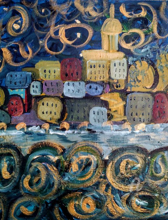 Painting titled "Menton" by Cony Shesson, Original Artwork, Acrylic