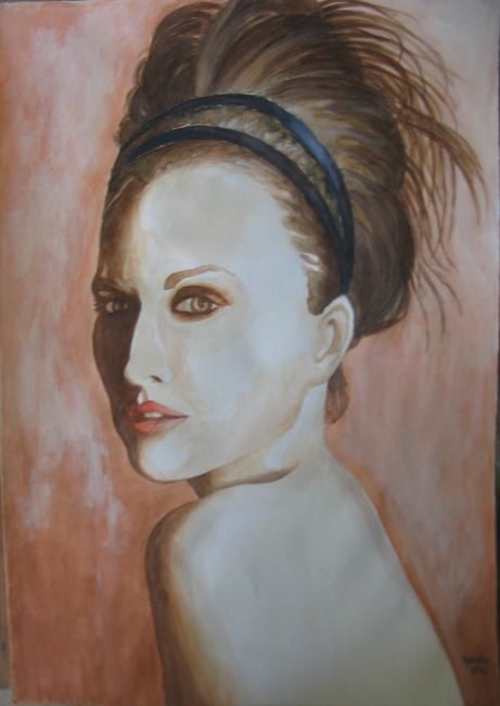 Painting titled "Woman portrait" by Fernanda Costa, Original Artwork