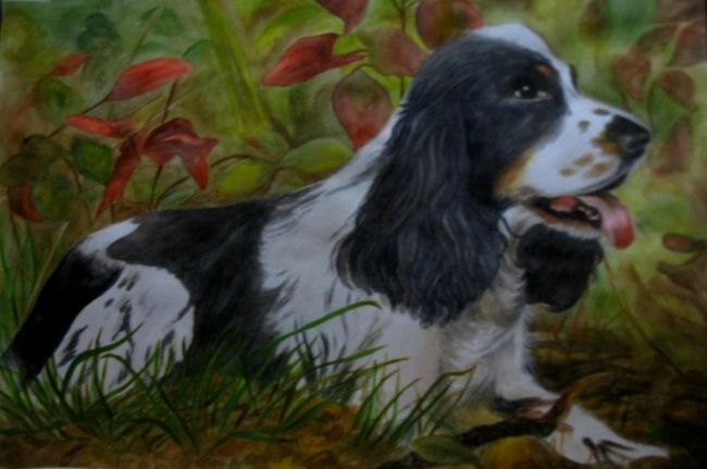 Painting titled "Dog" by Fernanda Costa, Original Artwork