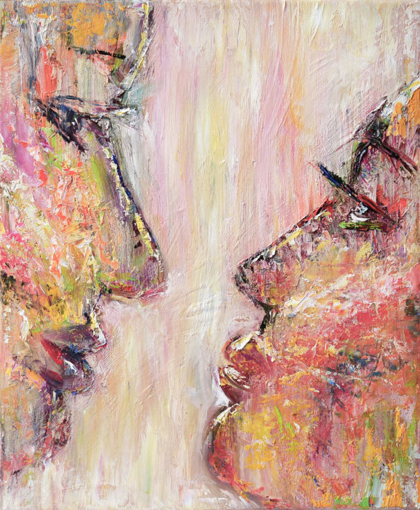 Peinture intitulée "It's love in the ai…" par Valerie Kraplia, Œuvre d'art originale, Huile