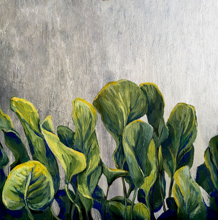 Peinture intitulée "Tropical plants on…" par Alena Galinova, Œuvre d'art originale, Acrylique