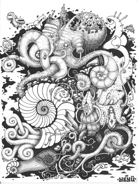 Dibujo titulada "Spirale" por Coolyeyu, Obra de arte original, Tinta