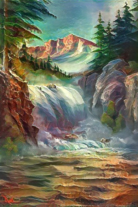 Arte digital titulada "Glacier Waterfall" por Angela Hanley, Obra de arte original, Trabajo Digital 2D
