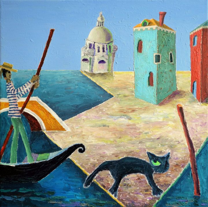 Картина под названием "Stilles Venedig" - Tilman Flatt, Подлинное произведение искусства, Масло