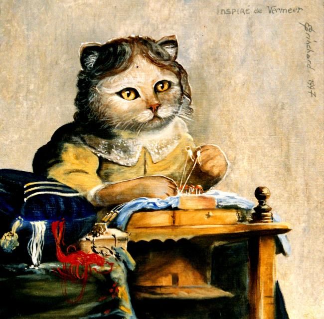 Le Chat De Vermeer Painting By Christian Eprinchard Artmajeur