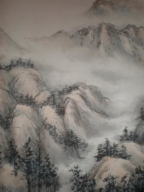 Peinture intitulée "paysage dans la bru…" par Monique Copolata, Œuvre d'art originale, Autre