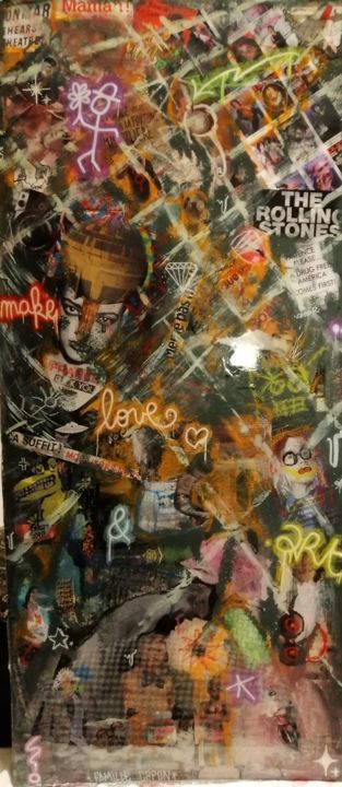 Collages titled "Everything" by Co.Poldo, Original Artwork, Spray paint