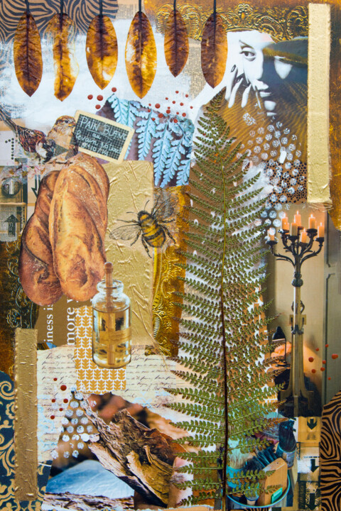 Collages intitulée "Vacances en France" par Cora Westerink, Œuvre d'art originale, Collages