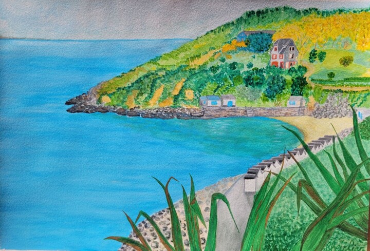 Painting titled "Plage de la Potiniè…" by Coralie Chevalier, Original Artwork, Watercolor