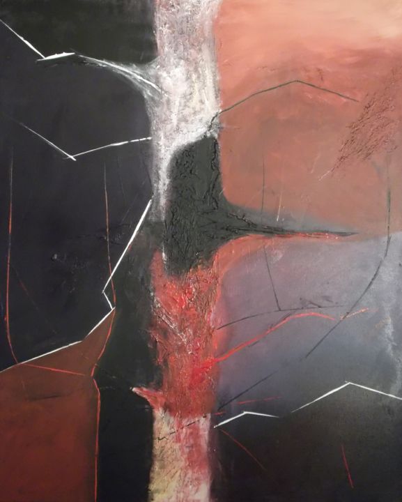 Peinture intitulée "Dualité - Lutte -" par Coralie Giboz, Œuvre d'art originale, Acrylique