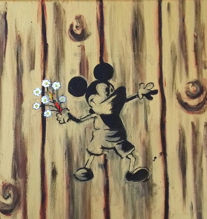 Painting titled "Mickey rebelle" by Coralie Lili, Original Artwork, Acrylic