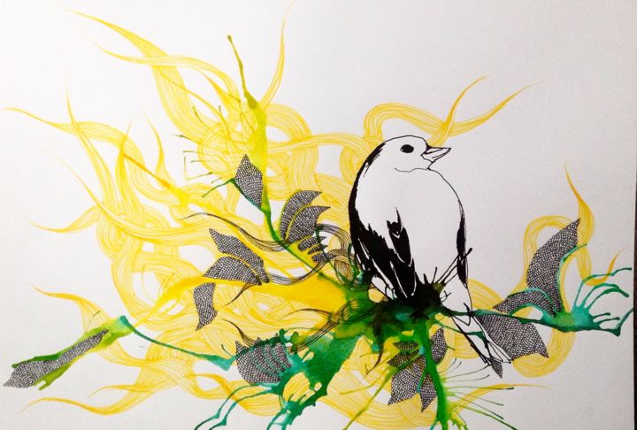 Peinture intitulée "Like a bird" par Coralie Grillo, Œuvre d'art originale,