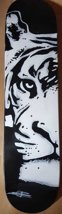 Schilderij getiteld "Board tiger" door Corentin Falbo, Origineel Kunstwerk, Acryl