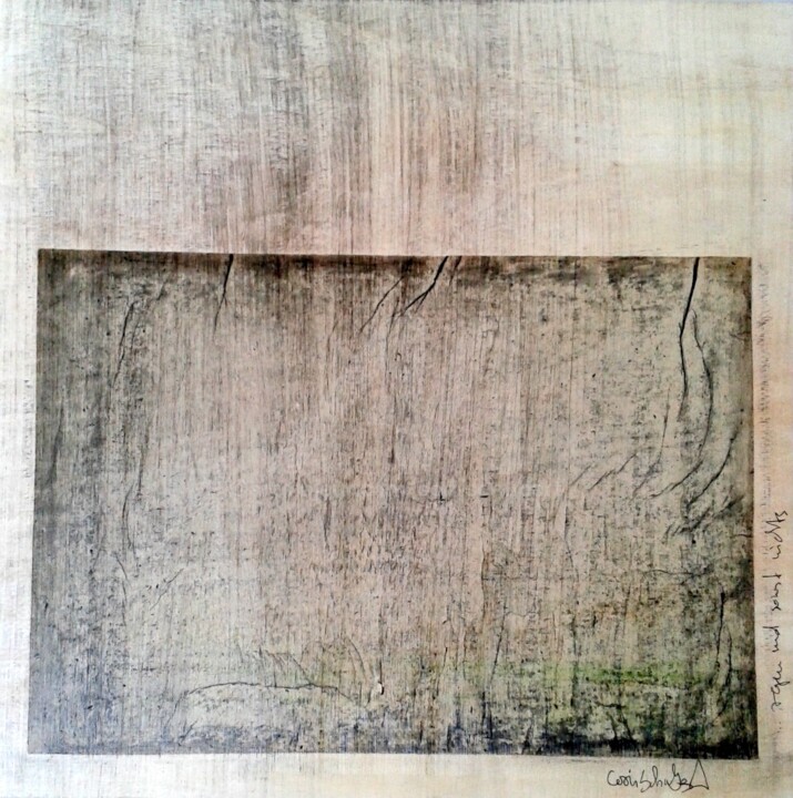 Zeichnungen mit dem Titel "regenundsonstnichts" von Cori Schubert, Original-Kunstwerk, Bleistift Auf Holzplatte montiert