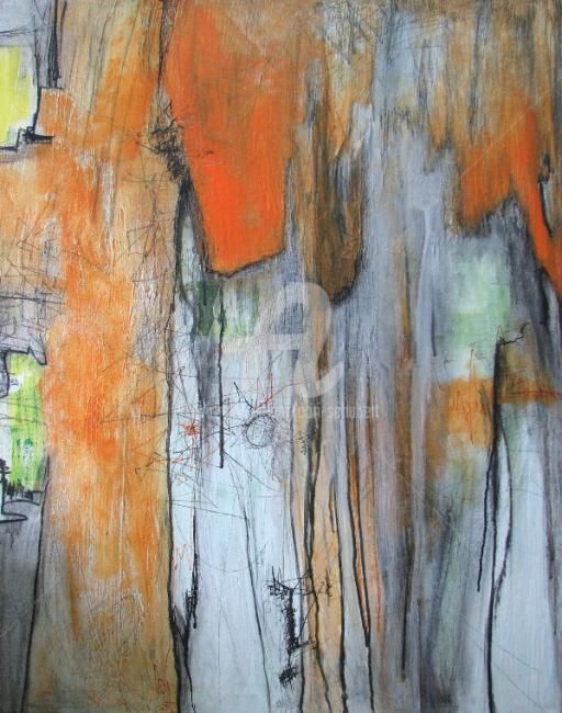 Painting titled "orange_flow" by Cori  Schubert, Original Artwork, Acrylic