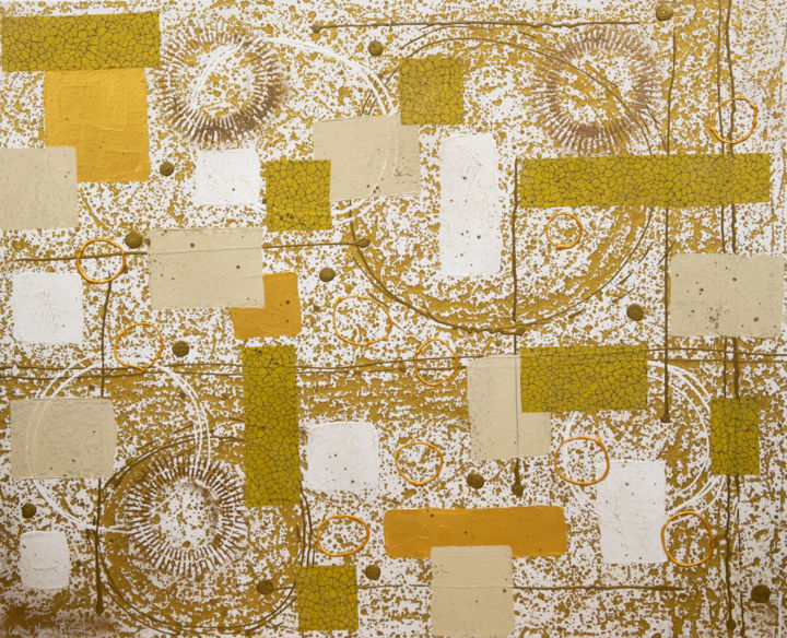 Schilderij getiteld "Gold mosaïc" door Corinne Mure-Ravaud, Origineel Kunstwerk, Acryl