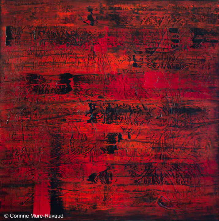 Peinture intitulée "Le rouge et le noir" par Corinne Mure-Ravaud, Œuvre d'art originale, Acrylique