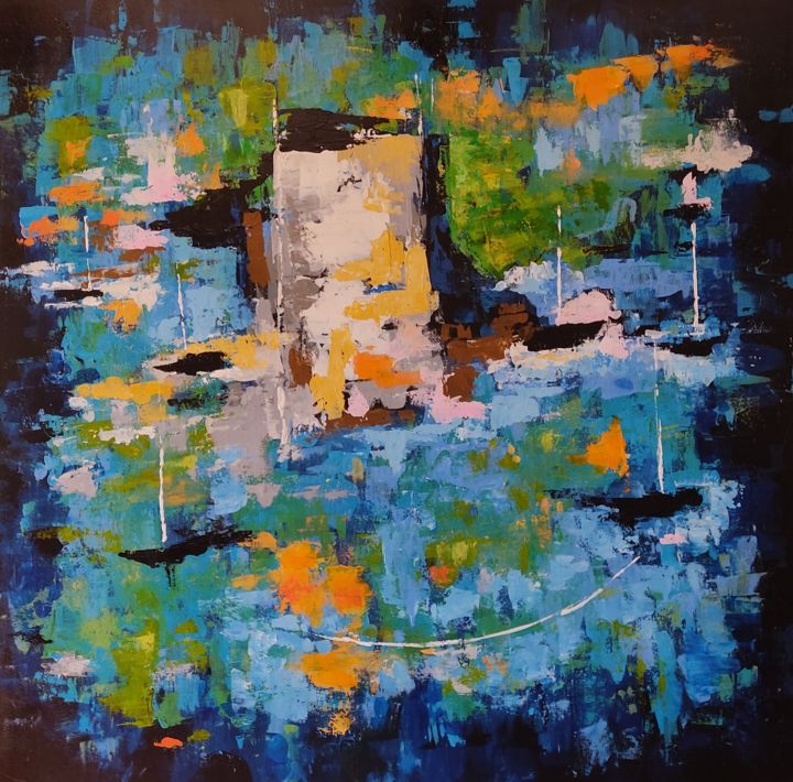 Peinture intitulée "La Rochelle" par Corine Jailin, Œuvre d'art originale, Acrylique