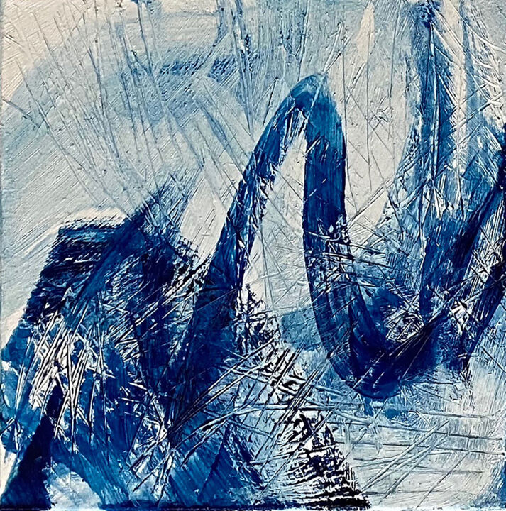 Schilderij getiteld "2021-BLEU DE PRUSSE…" door Corine Sylvia Congiu, Origineel Kunstwerk, Olie