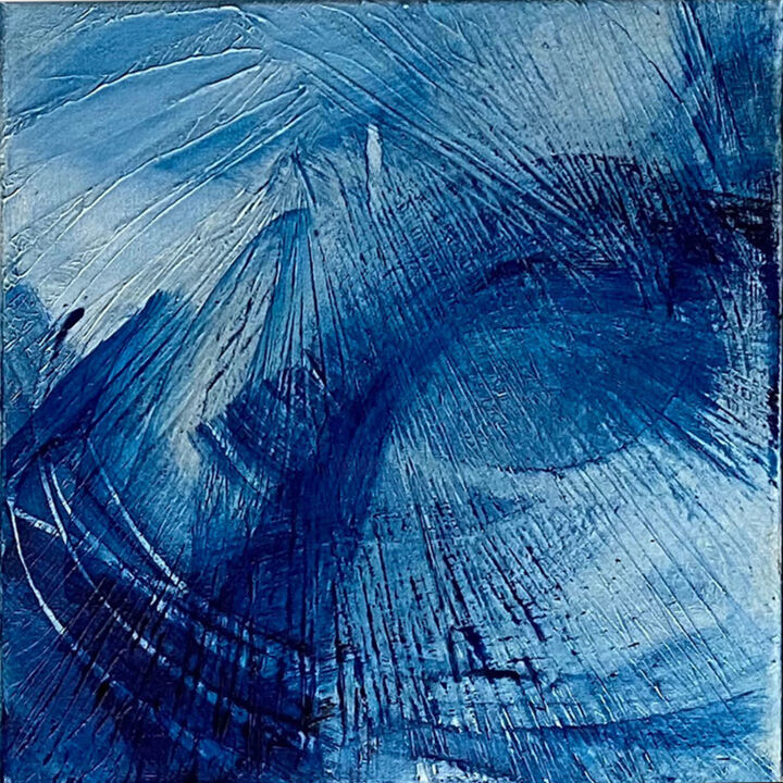Картина под названием "2021-BLEU DE PRUSSE…" - Corine Sylvia Congiu, Подлинное произведение искусства, Масло