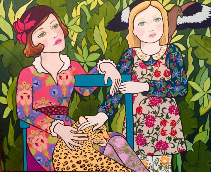 Pintura titulada "Mère et fille" por Corine Voyant, Obra de arte original