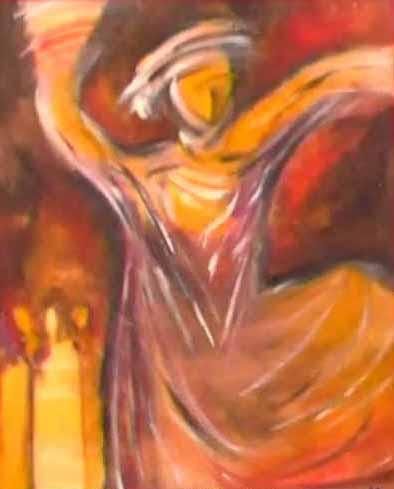Painting titled "Dancer" by Corine Belec, Original Artwork, Oil