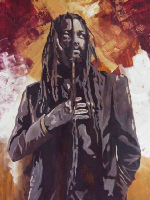 Malerei mit dem Titel "Lucky Dube" von Corine Belec, Original-Kunstwerk