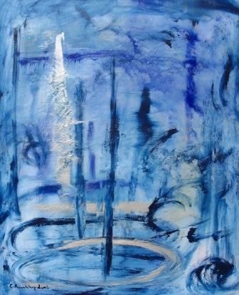 Malerei mit dem Titel "Blaue Stunde" von Corinna Kirchhof, Original-Kunstwerk