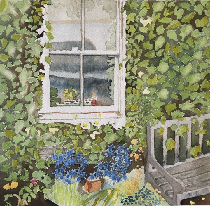 Peinture intitulée "fenêtre en Ecosse" par Corinne Cauquil, Œuvre d'art originale, Aquarelle
